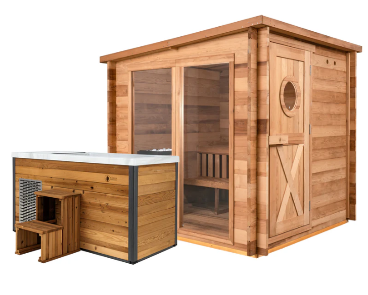 Garden Outdoor Sauna x Denali Cold Plunge – Outdoor Sauna & Cold Therapy Combo - Best Cold Plunge Tubs - Patio Elegance