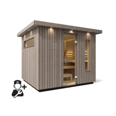 Kohler C2 Outdoor Weathered Gray Spruce Sauna Kit (SAK39184) - Best Cold Plunge Tubs - SAKSBY WHOLESALE