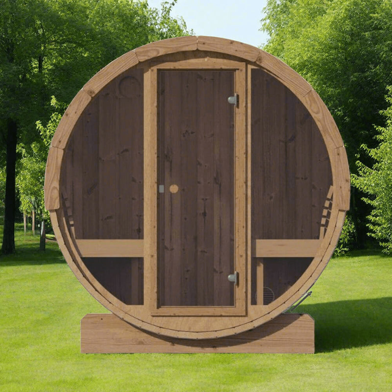 SaunaLife Model E8G Ergo Series 6-Person Outdoor Sauna Barrel With Tempered Glass Front [SL-MODELE8G] (SAK92814) - Best Cold Plunge Tubs - SAKSBY WHOLESALE