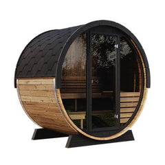 SaunaLife Model EE6G Ergo Series 4-Person Outdoor Sauna Barrel With Tempered Glass Front [SL-MODELEE6G] (SAK39412) - Best Cold Plunge Tubs - SAKSBY WHOLESALE