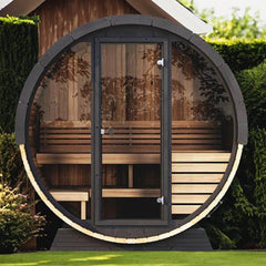 SaunaLife Model EE6G Ergo Series 4-Person Outdoor Sauna Barrel With Tempered Glass Front [SL-MODELEE6G] (SAK39412) - Best Cold Plunge Tubs - SAKSBY WHOLESALE