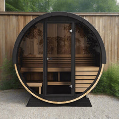 SaunaLife Model EE6G Ergo Series 4-Person Outdoor Sauna Barrel With Tempered Glass Front [SL-MODELEE6G] (SAK39412) - Best Cold Plunge Tubs - SAKSBY WHOLESALE