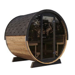 SaunaLife Model EE8G Ergo Series 6-Person Outdoor Sauna Barrel With Tempered Glass Front [SL-MODELEE8G] (SAK95812) - Best Cold Plunge Tubs - SAKSBY WHOLESALE
