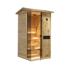 Thermora 1-Person Outdoor Weather-Resistant Traditional Wooden Steam Sauna Room (SAK71642) - Best Cold Plunge Tubs - SAKSBY WHOLESALE