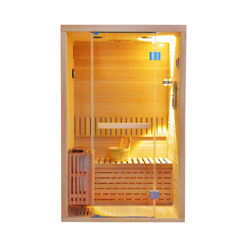 Thermora Premium 2-Person 3KW Hemlock Wood Sauna With LED Wall Light (SAK28471) - Best Cold Plunge Tubs - SAKSBY WHOLESALE