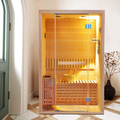 Thermora Premium 2-Person 3KW Hemlock Wood Sauna With LED Wall Light (SAK28471) - Best Cold Plunge Tubs - SAKSBY WHOLESALE