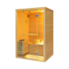 Thermora Premium 2-Person 3KW Hemlock Wood Sauna With LED Wall Light (SAK28471) - Best Cold Plunge Tubs - SAKSBY WHOLESALE