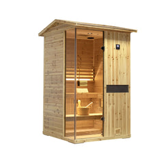 Thermora Premium 2-Person Outdoor Wooden Steam Sauna Room With Smart Control Panel And Bluetooth Audio (SAK52918) - Best Cold Plunge Tubs - SAKSBY WHOLESALE