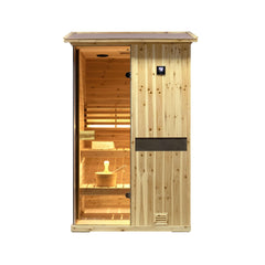 Thermora Premium 2-Person Outdoor Wooden Steam Sauna Room With Smart Control Panel And Bluetooth Audio (SAK52918) - Best Cold Plunge Tubs - SAKSBY WHOLESALE