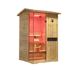 Thermora Premium 2-Person Outdoor Wooden Steam Sauna Room With Smart Control Panel And Bluetooth Audio (SAK52918) - Best Cold Plunge Tubs - SAKSBY WHOLESALE