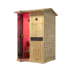 Thermora Premium 2-Person Outdoor Wooden Steam Sauna Room With Smart Control Panel And Bluetooth Audio (SAK52918) - Best Cold Plunge Tubs - SAKSBY WHOLESALE